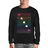Sunset in Waves Siyah Çocuk Sweatshirt