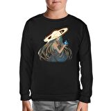 Yörünge Elmas Siyah Çocuk Sweatshirt