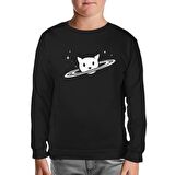 Saturn - Kedi Siyah Çocuk Sweatshirt