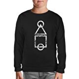 Squid Game - Logo Brush Siyah Çocuk Sweatshirt