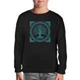 Druidic Yggdrasil - Hayat Ağacı Siyah Çocuk Sweatshirt