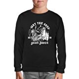 Viking Warrior Axe and Helmet  Siyah Çocuk Sweatshirt