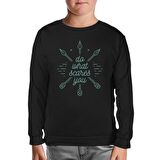 Boho Text and Arrows Siyah Çocuk Sweatshirt