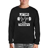 Bodybuilding Lifting Theraphy Siyah Çocuk Sweatshirt