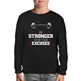Bodybuilding Be Stronger Siyah Çocuk Sweatshirt