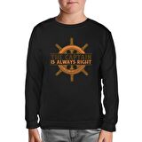 The Captain and Ship Helm Siyah Çocuk Sweatshirt