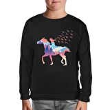 A Girl Free as Horses and Birds Siyah Çocuk Sweatshirt