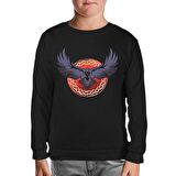 Raven Bird Screaming Siyah Çocuk Sweatshirt
