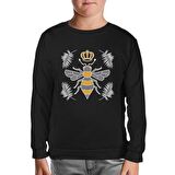 Queen Bee and Leaves Siyah Çocuk Sweatshirt