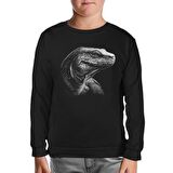 Komodo Dragon Realistic Siyah Çocuk Sweatshirt