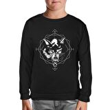 Wild Wolf Head in an Octagon Shape Siyah Çocuk Sweatshirt