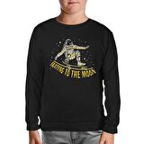 Astronaut Space Skating Siyah Çocuk Sweatshirt