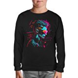 Woman Wearing VR Glasses Siyah Çocuk Sweatshirt