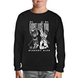 Dragon with Moon and Flowers Siyah Çocuk Sweatshirt