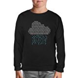 Cloud with Binary Code Numbers Siyah Çocuk Sweatshirt