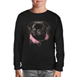 Dog Wearing Pink Fur Siyah Çocuk Sweatshirt