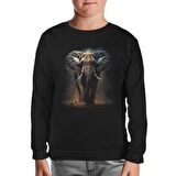 Elephant Walking in the Dust Siyah Çocuk Sweatshirt