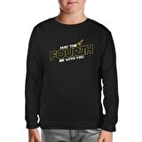 May the Fourth with a Rocket Logo Siyah Çocuk Sweatshirt