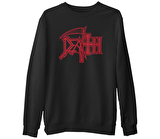 Death - Logo 3  Siyah Erkek Kalın Sweatshirt