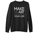 Yazı - Smart  Siyah Erkek Kalın Sweatshirt