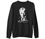 Atatürk - Portre Siyah Erkek Kalın Sweatshirt
