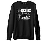 Burç - Born in November Vintage Siyah Erkek Kalın Sweatshirt