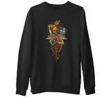 Motosiklet - Heartbeat  Siyah Erkek Kalın Sweatshirt
