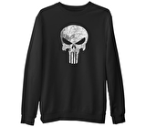 Punisher   Siyah Erkek Kalın Sweatshirt