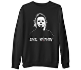 Halloween - Myers Siyah Erkek Kalın Sweatshirt