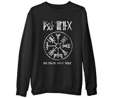 Vikings - Kuzey Pusulası Siyah Erkek Kalın Sweatshirt