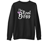 The Real Boss Siyah Erkek Kalın Sweatshirt