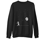 Uzay - Golf Siyah Erkek Kalın Sweatshirt