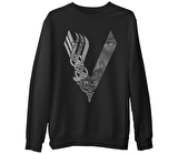 Vikings - Logo Eyes Siyah Erkek Kalın Sweatshirt