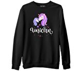 Unicorn Anneler Günü Siyah Unisex Kalın Sweatshirt
