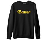 BTS - Butter Siyah Erkek Kalın Sweatshirt