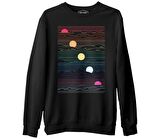 Sunset in Waves Siyah Erkek Kalın Sweatshirt