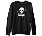 Alien - Believe in Planets Siyah Erkek Kalın Sweatshirt