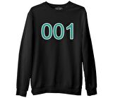 Squid Game-Number 001 Siyah Erkek Kalın Sweatshirt