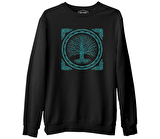 Druidic Yggdrasil - Hayat Ağacı Siyah Erkek Kalın Sweatshirt