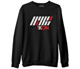 Ikon - Logo Yazı Siyah Erkek Kalın Sweatshirt