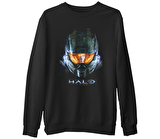 Halo  Siyah Erkek Kalın Sweatshirt
