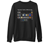 Minecraft - Periodic Table  Siyah Erkek Kalın Sweatshirt