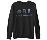 Super Who Lock  Siyah Erkek Kalın Sweatshirt