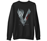 Vikings  Siyah Erkek Kalın Sweatshirt