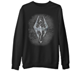 Skyrim - Dragon  Siyah Erkek Kalın Sweatshirt