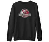 Jurassic Park - Logo  Siyah Erkek Kalın Sweatshirt