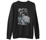 Muhammad Ali - Float Like a Butterfly  Siyah Erkek Kalın Sweatshirt