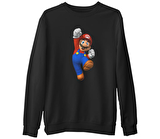 Mario & Luigi - Mario  Siyah Erkek Kalın Sweatshirt