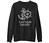 Captain Daddy Siyah Erkek Kalın Sweatshirt