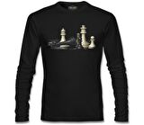 Satranç Siyah Erkek Sweatshirt